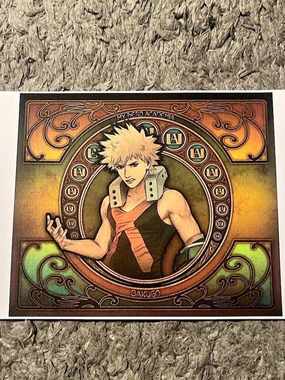 Katsuki Bakugo My Hero Academia Art Print Brown & Green